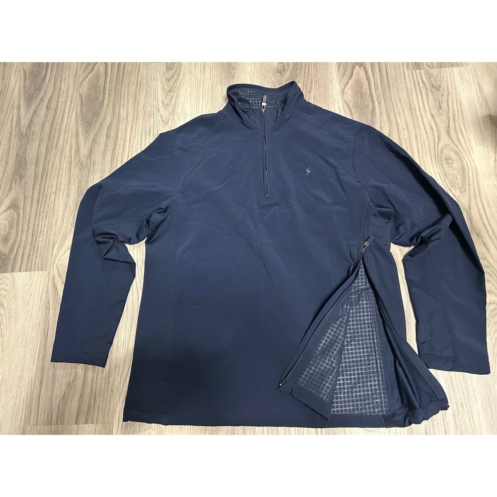 Bubba Golf Mens Quarter Zip Pullover Polyester Spandex Large Navy Blue Solid